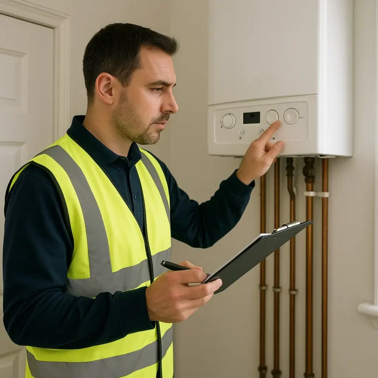 Accredited EPC Engineer Inspecting Boiler in London Home – Safety Spectrum London